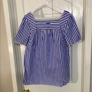 Blue and White Striped Women's Top